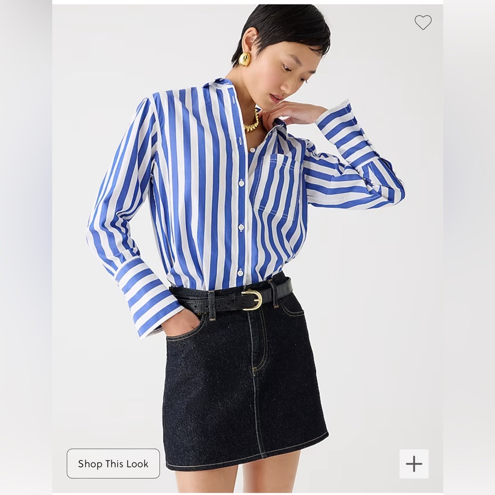 NWT J. Crew Garçon classic shirt striped cotton poplin  Regal Blue sz 6